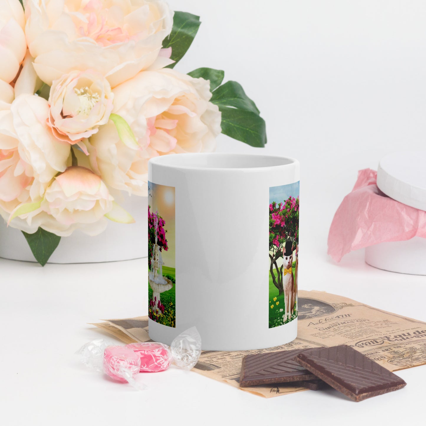 Find Me in the Flowers white glossy mug