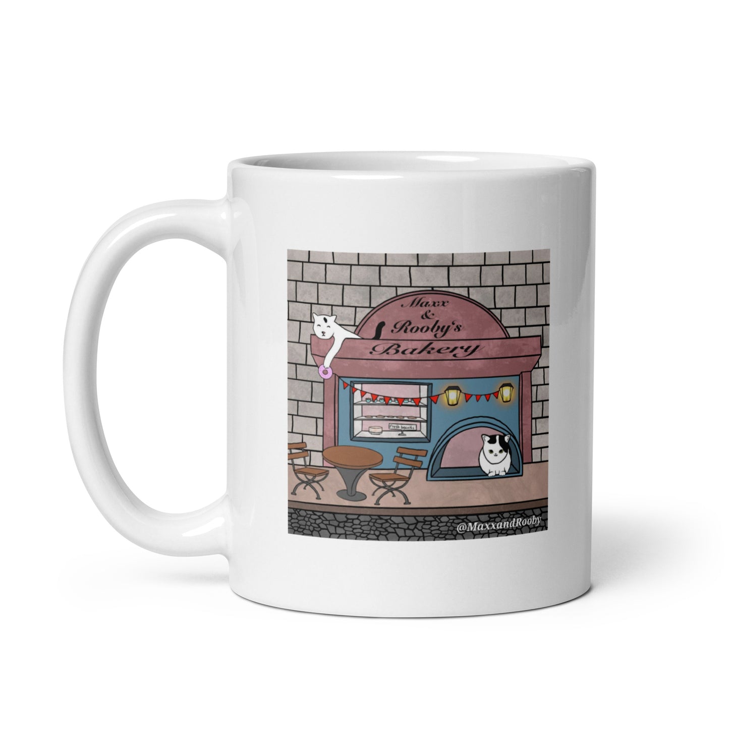Maxx and Rooby's Bakery White glossy mug
