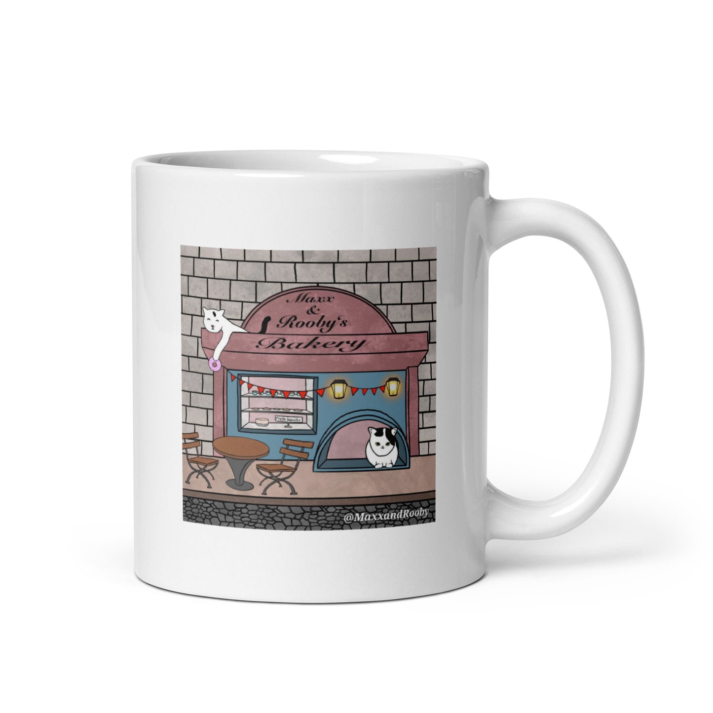 Maxx and Rooby's Bakery White glossy mug