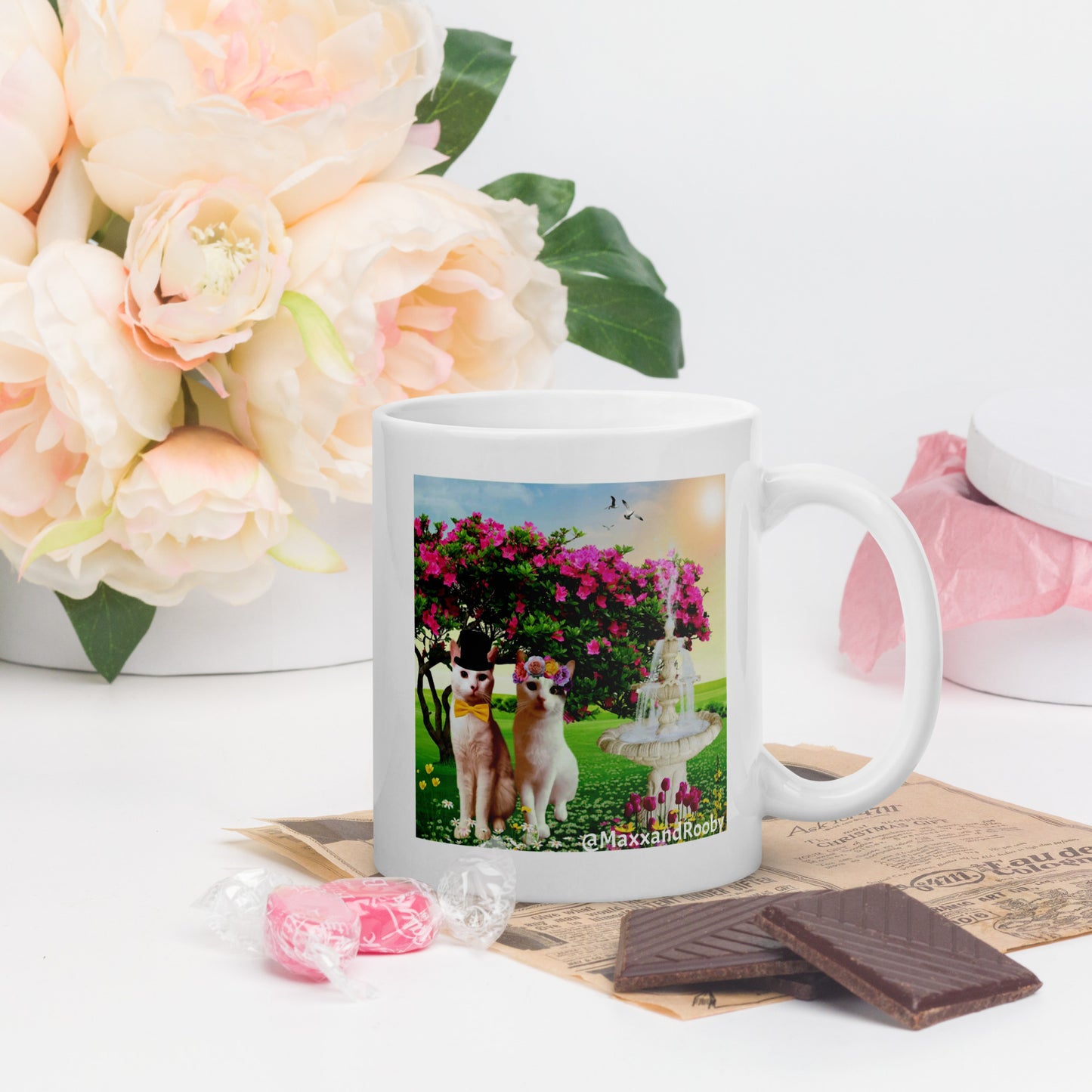 Find Me in the Flowers white glossy mug