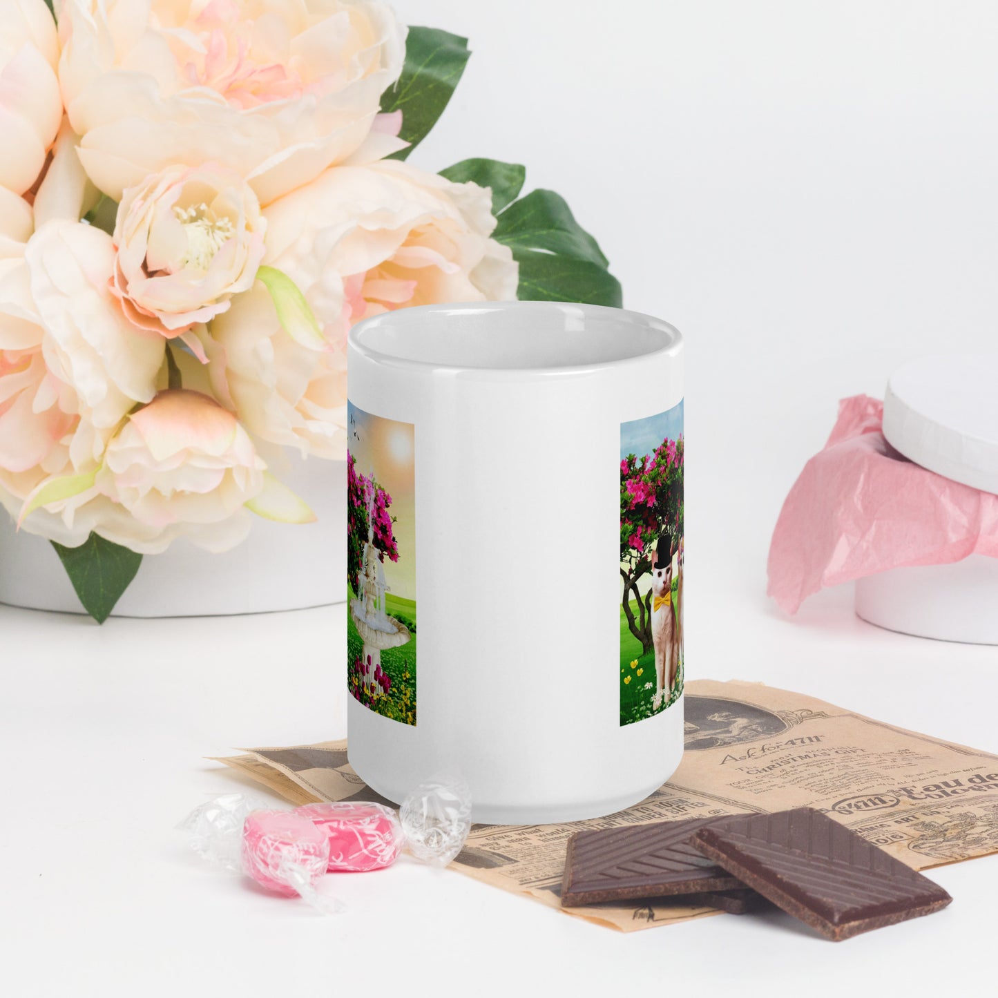 Find Me in the Flowers white glossy mug