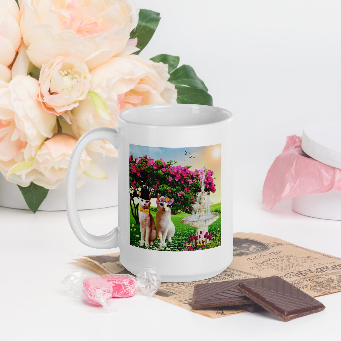 Find Me in the Flowers white glossy mug