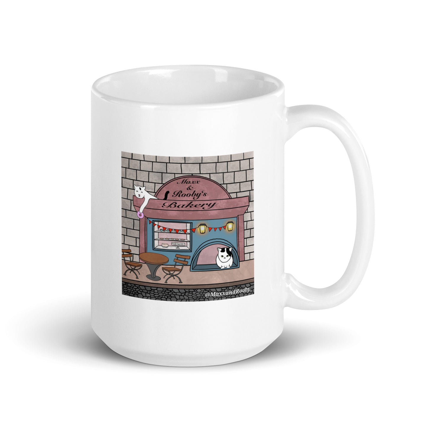 Maxx and Rooby's Bakery White glossy mug